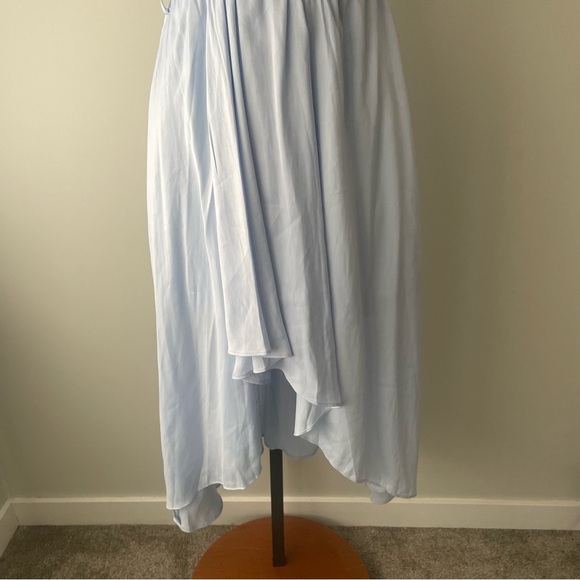 Hello Molly High Low Flowy Handkerchief Midi Dress Belted Ice Blue Size 4 - Picture 4 of 10